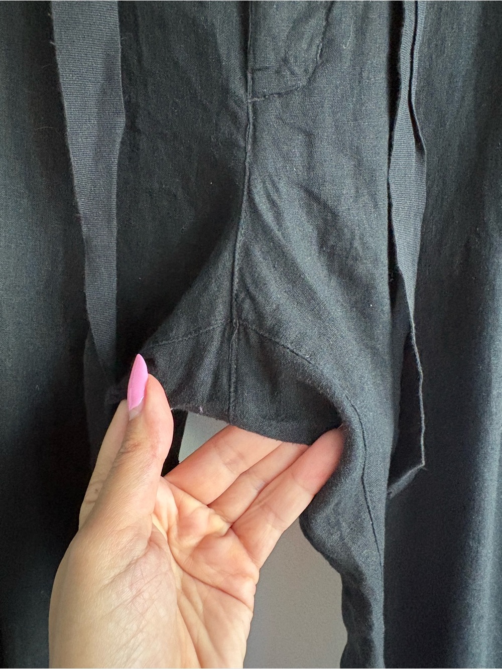 Free People Linen Blend Free Cropped Tie Pant Black Sz 10 - Picture 8 of 12